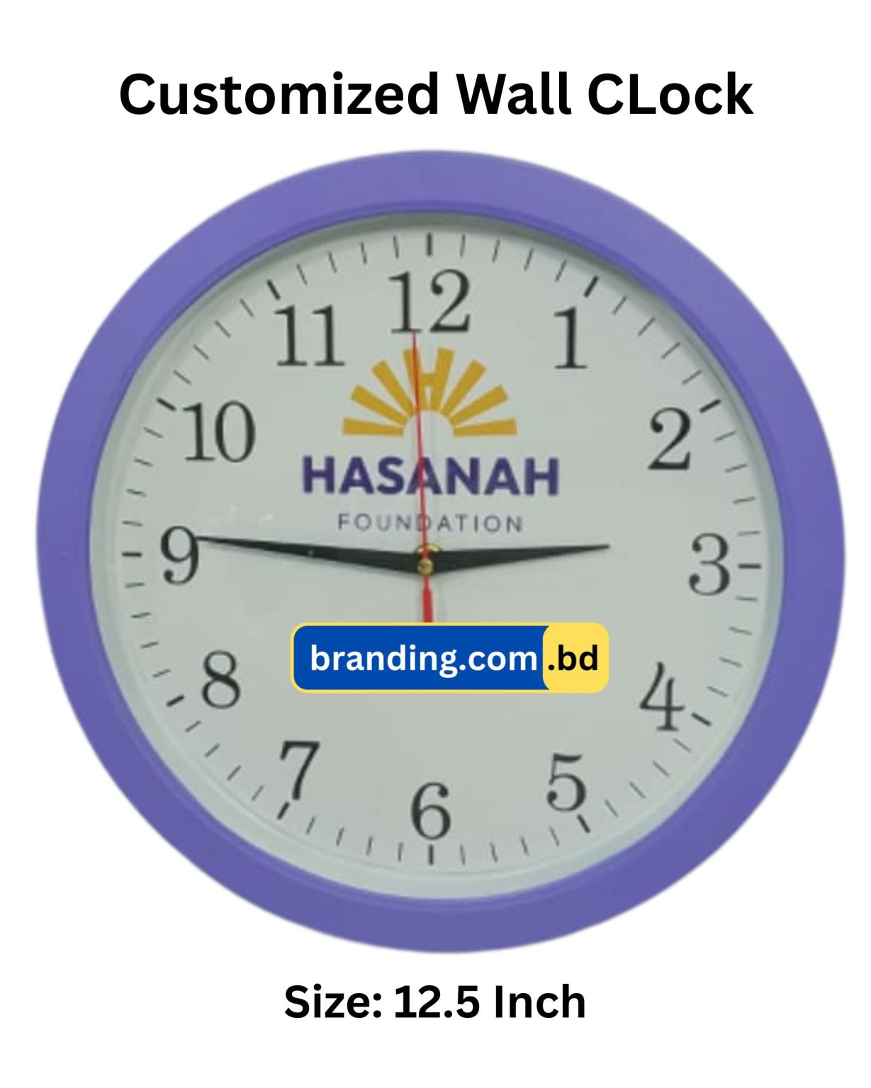 Clock Brand Color Customized Wall Clock For Brand Promotion (Flat Frame - 12 Inch ...