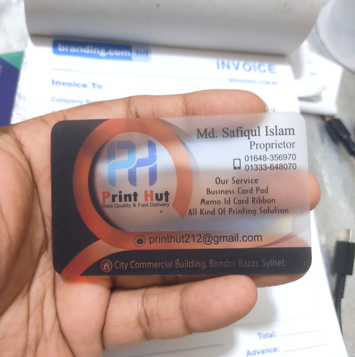 Transparent visiting card printing service in Bangladesh