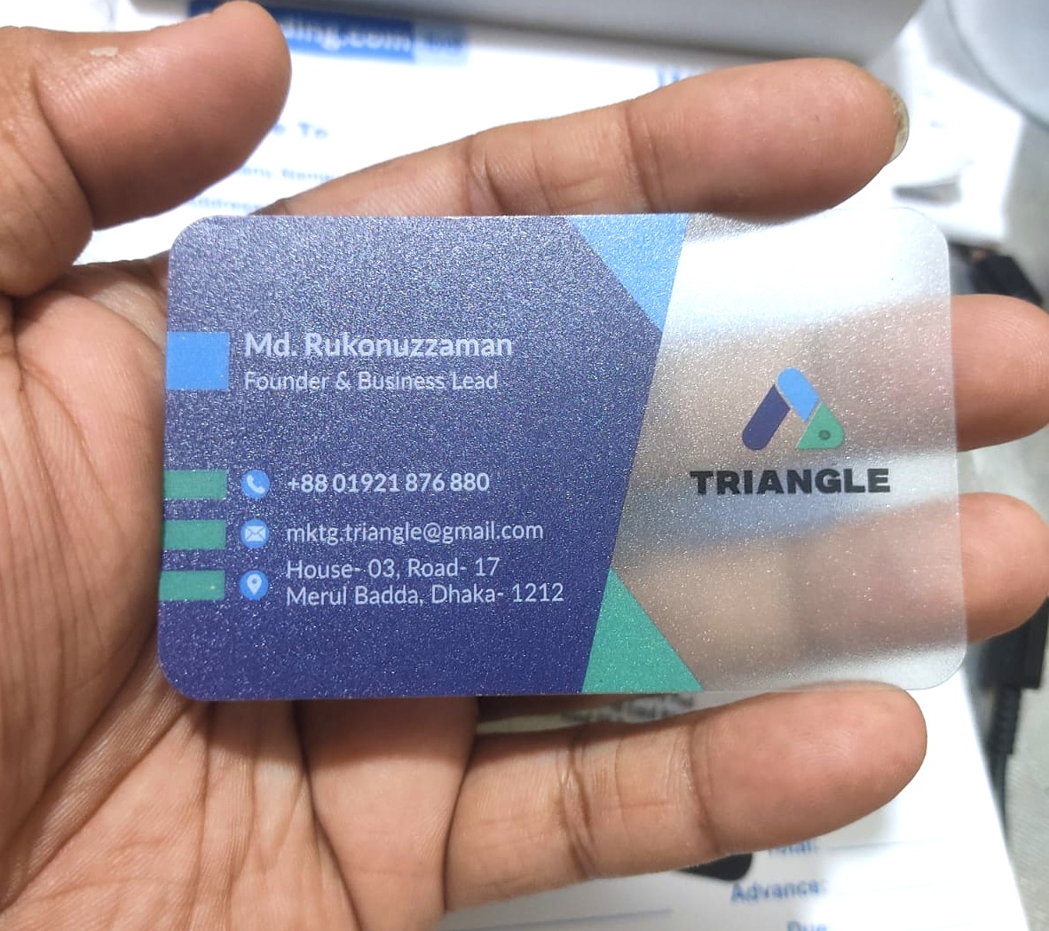 Transparent visiting card printing service in Bangladesh