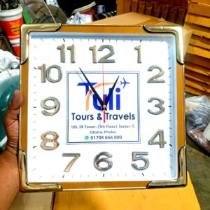 13 inch square shape wall clock golden foil
