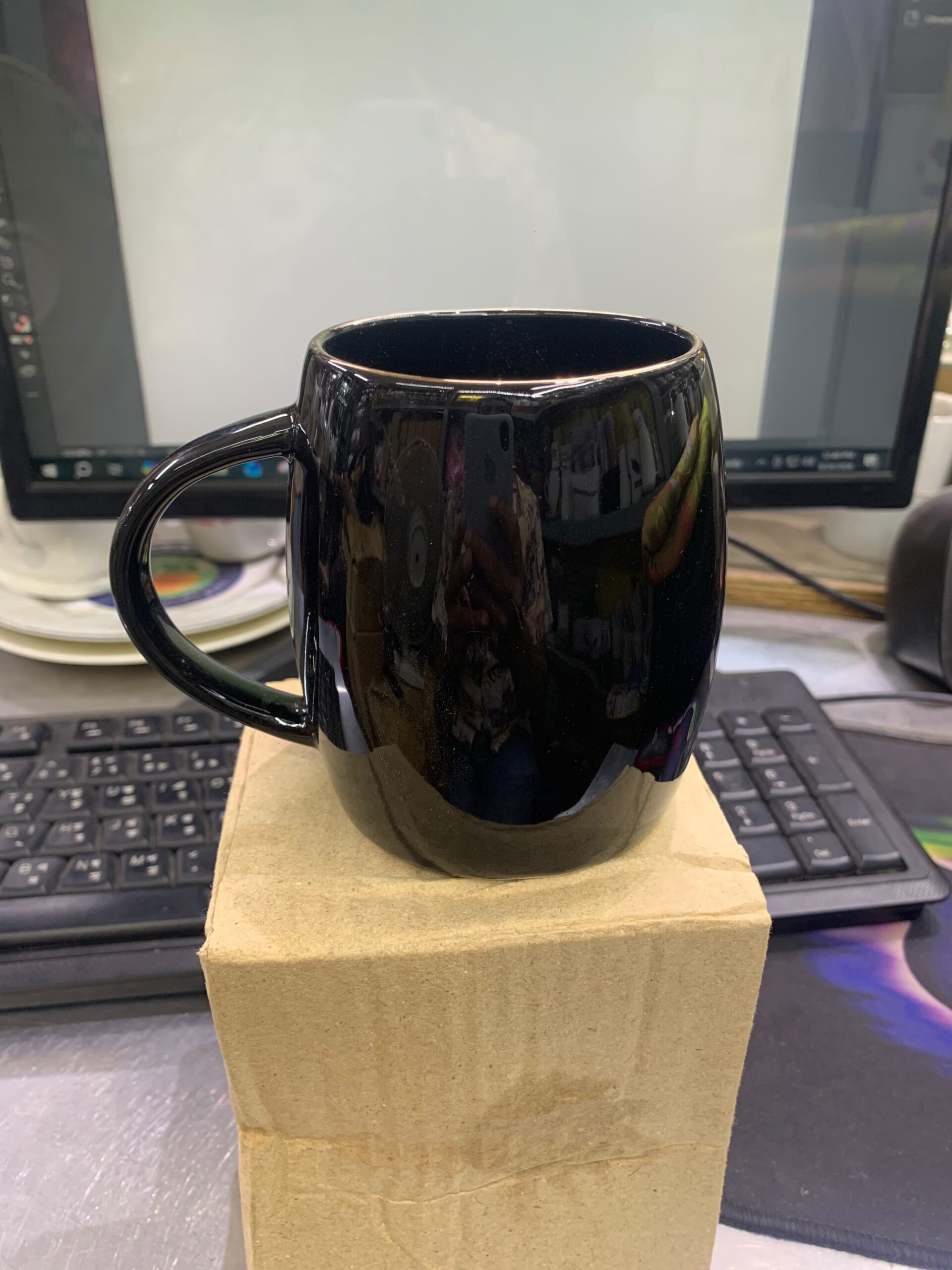 Branding Black Mug With Fire Print (Silver Model)