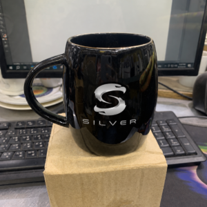 Branding Black Mug With Fire Print (Silver Model)