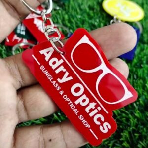 Red acrylic laser printed key ring